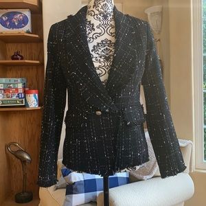 Bloomingdale’s Aqua Black and White Blazer Womens Size Medium